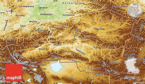 Physical Map of Tuva Republic