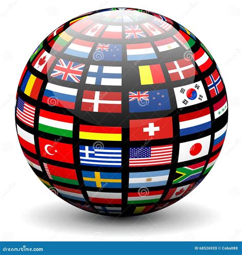 Flags Of The World Globe Stock Vector - Image: 68526920