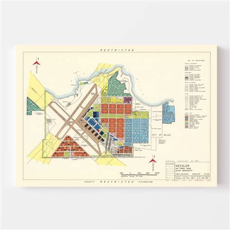 Vintage Map of Keesler Air Force Base, 1950 by Ted's Vintage Art