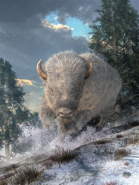 White Bison Digital Art by Daniel Eskridge