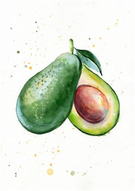 Set of 4 Avocado Watercolor Print Painting Illustration - Etsy