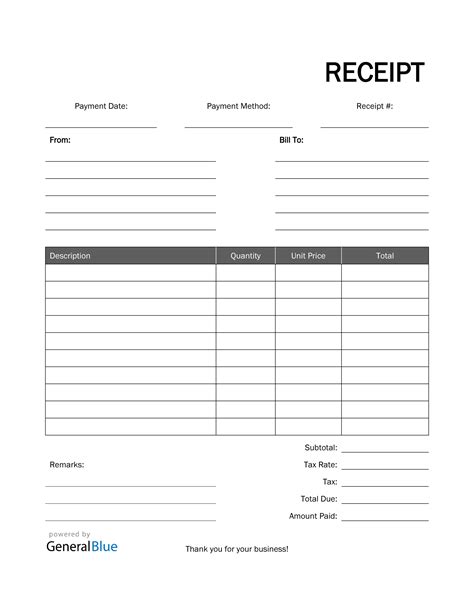 Free blank receipt template in PDF format. It is printable, editable, downloadable, and free to ...