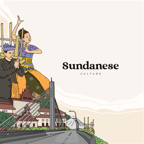 Set Sundanese Illustration. Hand drawn Indonesian cultures background ...