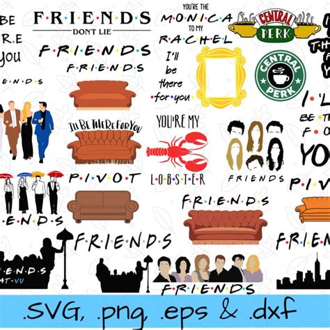 60 Friends TV Show SVG PNG Bundle, Cricut Silhouette, Friends Font, Friends Quote Clipart, Shirt ...