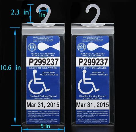Set of 2 Handicap Parking Permit Placard Protector Hanger Car Holder Hang Sleeve | eBay