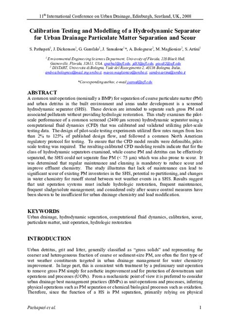 (PDF) CFD Modeling of a StormWater Hydrodynamic Separator | Sri ...