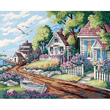 Dimensions Paint By Number Craft Kit Painting, 20" x 16", Cottages By The Sea (91290) | Staples®