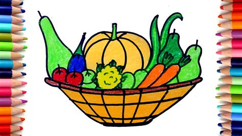 how to draw vegetables basket | Vegetables basket drawing for Beginners