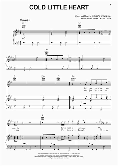 Cold Little Heart Piano Sheet Music | OnlinePianist