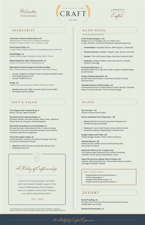 Craft Menu's | Trade Hotel