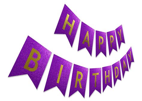 Buy Glitter Birthday Banner, Purple Happy Birthday Sign, Pre-strung ...