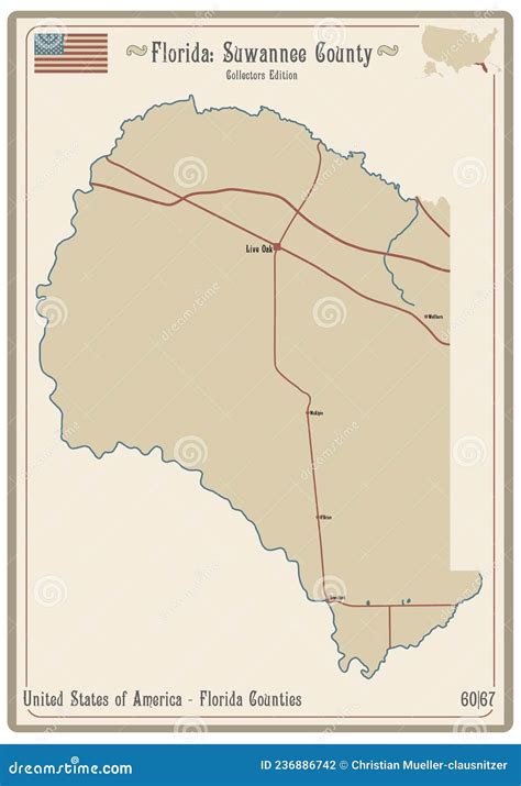 Map of Suwannee County in Florida Stock Vector - Illustration of sign ...