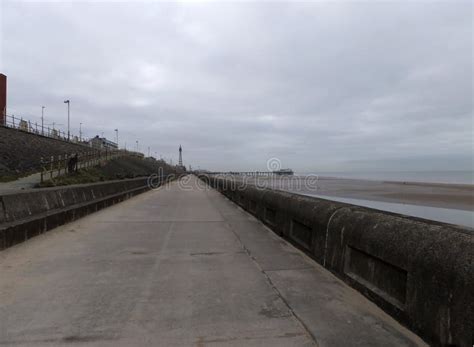 Perspective View Along the Pedestrian Promenade in Blackpool with a View of the Town South Pier ...