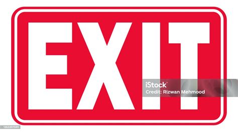 Exit Sign Exit Sign Sticker Label Icon Poster Vector Stock Illustration - Download Image Now ...