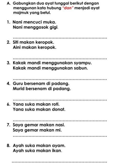 Contoh Latihan Ayat Tunggal Dan Ayat Majmuk Tahun 3 Tahun 3 Latihan | Images and Photos finder