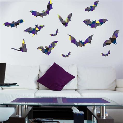 Patterned Bats Wall Decal Kit Halloween Geometric Bat Wall - Etsy