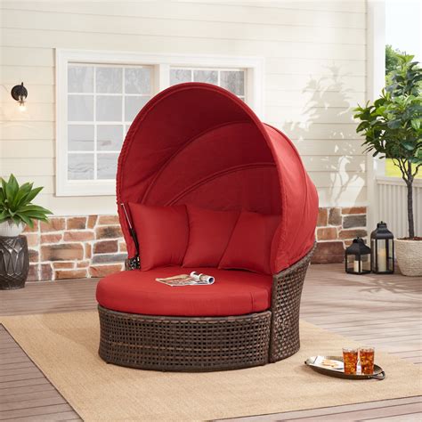 Mainstays Tuscany Ridge 2-Piece Outdoor Daybed with Retractable Canopy, Red/Brown - Walmart.com