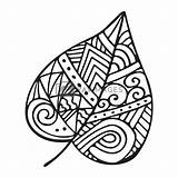 Vector zen Tangle And Doodle Leaf Nature coloring Book Black  sketch template