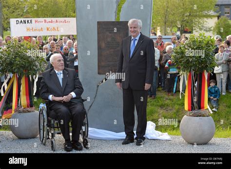 Former German Chancellor Helmut Kohl (L) and Governor of Bavaria Horst Seehofer take part in the ...