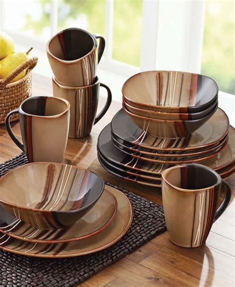 Better Homes & Gardens Bazaar Dinnerware, Brown, Set of 16 - Walmart.com | Dinnerware set, Dish ...