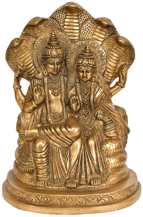 Lakshmi-Vishnu Statue Seated on Sheshnag | Exotic India Art