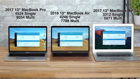 2018 MacBook Air versus 13-inch MacBook Pro and 2017 MacBook Air