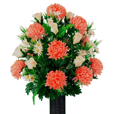 Sympathy Silks Artificial Cemetery Flowers – Realistic - Outdoor Grave Decorations - Non-Bleed ...