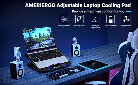 Amazon.com: AMERIERGO Laptop Cooling Pad, Adjustable Laptop Cooler ...