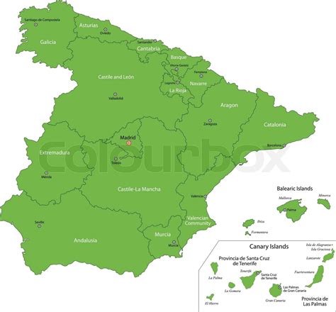 Green Spain map | Stock vector | Colourbox