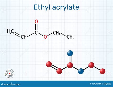 Ethyl Acrylate Molecule. Structural Chemical Formula On The Dark Blue Background Cartoon Vector ...