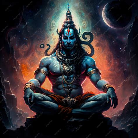 Premium Photo | Lord Shiva Meditating In the Finite Galaxies