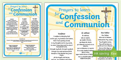 Prayers to learn for Confession and Communion A4 Display Poster