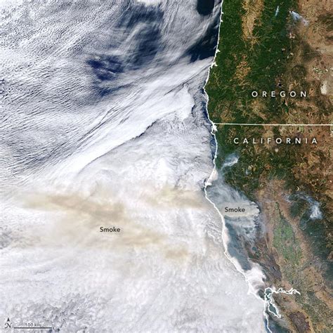 Massive Clouds of Smoke From California Wildfires Blow Over the Pacific Ocean