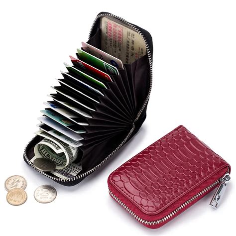 Serpentine CardHolder Women Genuine Leather Card Case Zipper Slim Business Card Wallet Bus ID ...