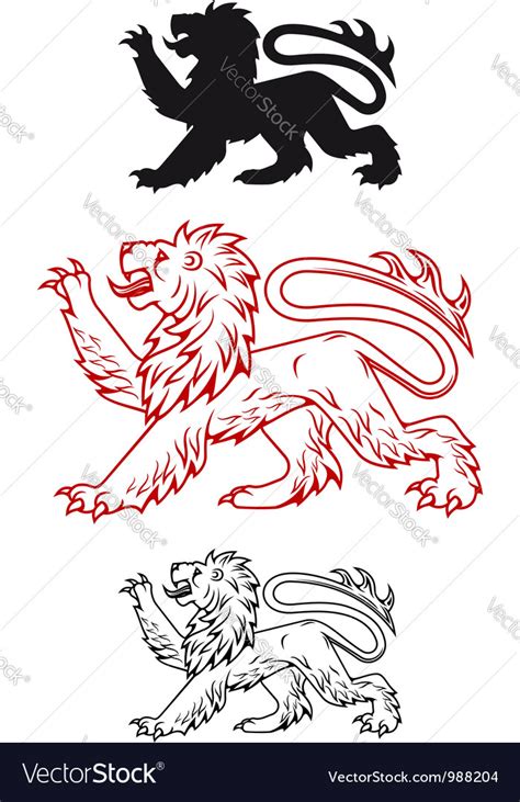 Medieval heraldic lion Royalty Free Vector Image