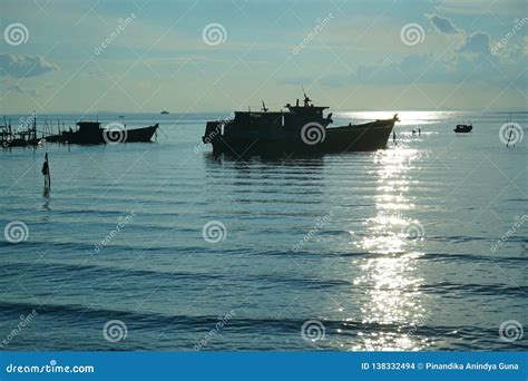 Silhouette Sunset Fishing Boat on ItÂ´s Prepare To Fishing Stock Photo ...