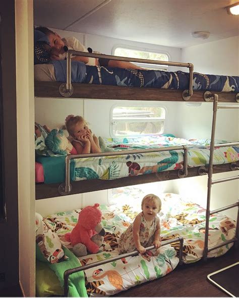 Triple bunk remodel in our camper | Rv bunk beds, Diy camper remodel ...