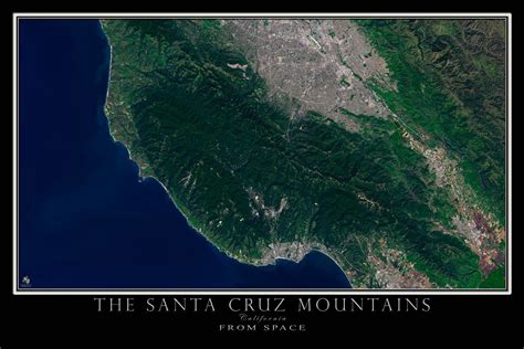 The Santa Cruz Mountains California Satellite Poster Map | Santa cruz mountains, Santa cruz, Map ...