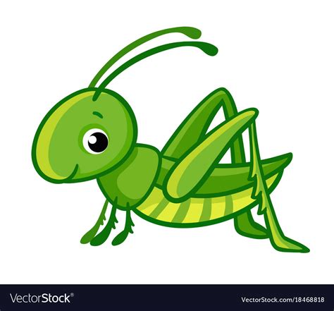 Isolated cute green grasshopper Royalty Free Vector Image