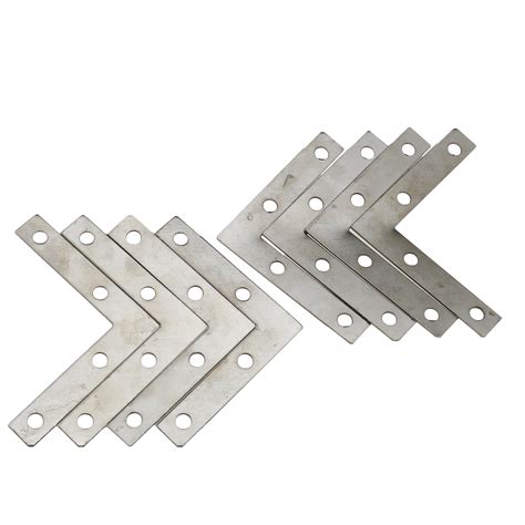 8 Pcs Flat Metal Corner Brackets Zinc Plated Steel Repair Wood Fix Joinery Brace | eBay