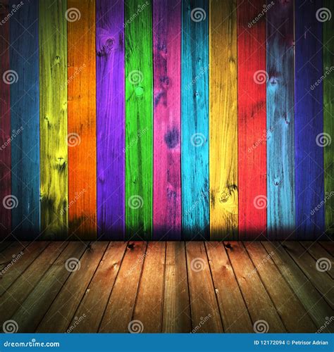 Colorful Vintage Wooden Wall House Interior Stock Illustration - Illustration of parquet ...