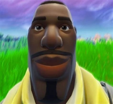 An African American fortnite skin looking at you very closely : antimeme