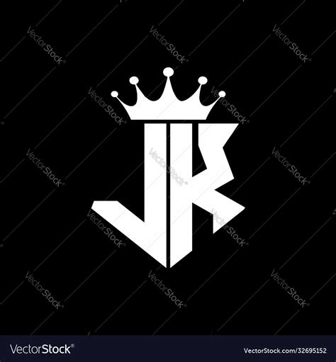 Lk logo monogram shield shape with crown design Vector Image