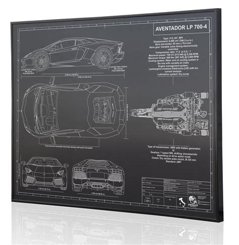 Lamborghini Aventador LP 700-4 by Engraved Blueprint Art - Choice Gear