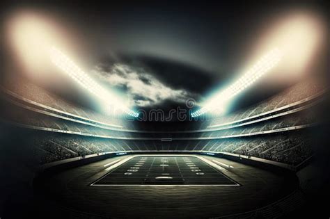 Night View of Stadium Illuminated by Large Spotlights for American Football, Generative Ai Stock ...