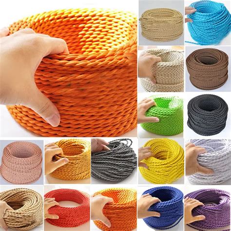 FREE Shipping 50m/lot 2x0.75mm Textile Electrical Wire Color Braided Wire Fabric Covered ...