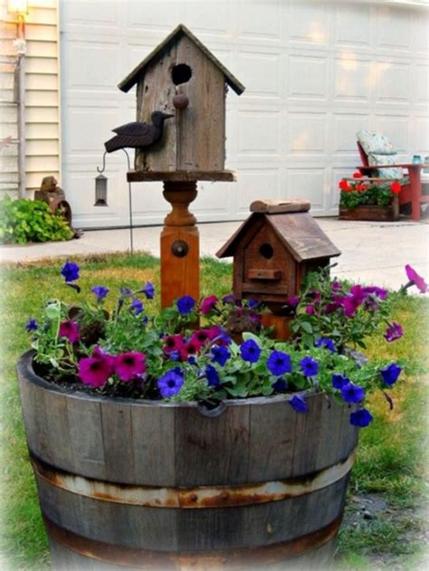 Ideas for using wood barrel planters to add charm to the garden | Wine ...