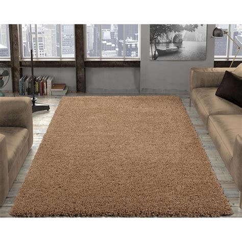 Ottomanson Contemporary Solid Beige 5 ft. x 7 ft. Shag Area Rug-SHG2769-5X7 - The Home Depot