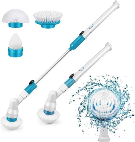 Cordless Electric Spin Scrubber with Adjustable Arm & 3 Cleaning Brush ...