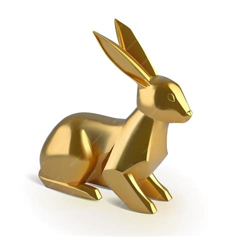 Premium Vector | Vector golden rabbit bunny d icon symbol